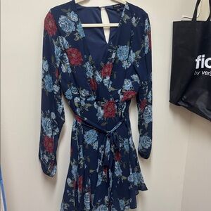 Torrid Navy Floral Wrap Dress